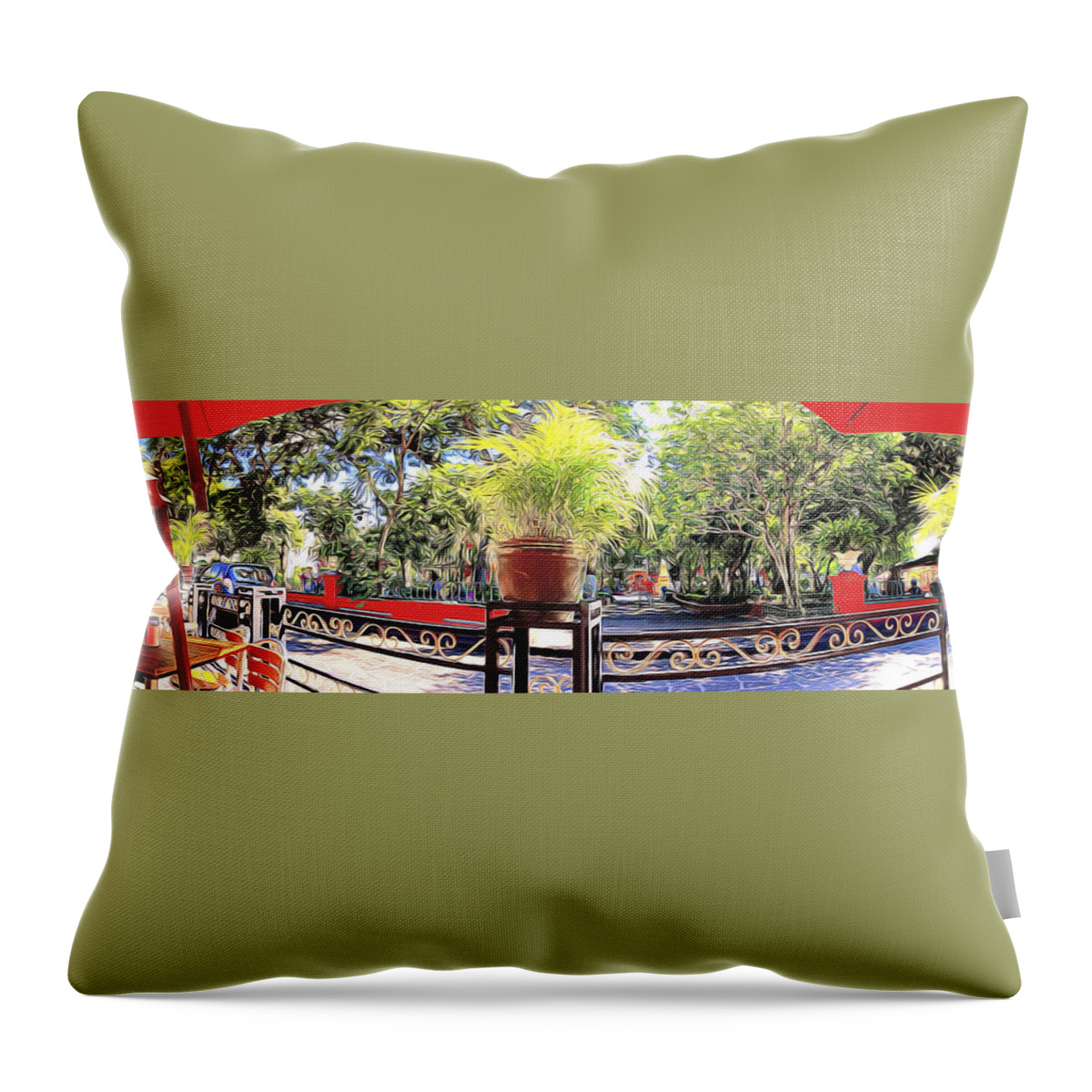 Culture Throw Pillow featuring the digital art Sidewalk Cafe 1 by William Horden