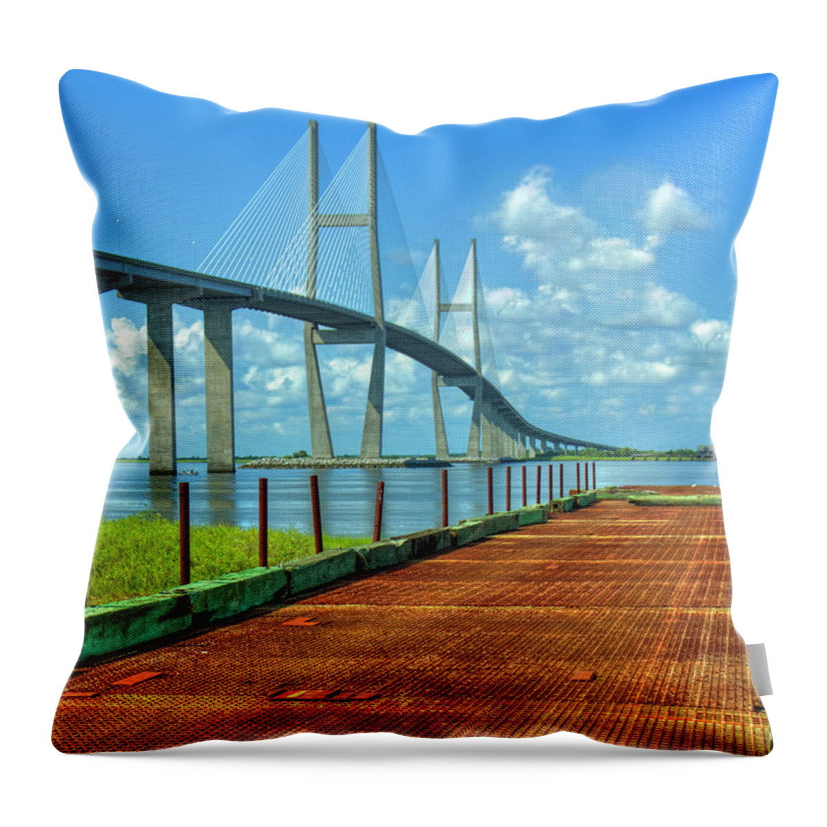Reid Callaway Sidney Lanier Bridge Art Throw Pillow featuring the photograph Sidney Lanier Bridge Art by Reid Callaway