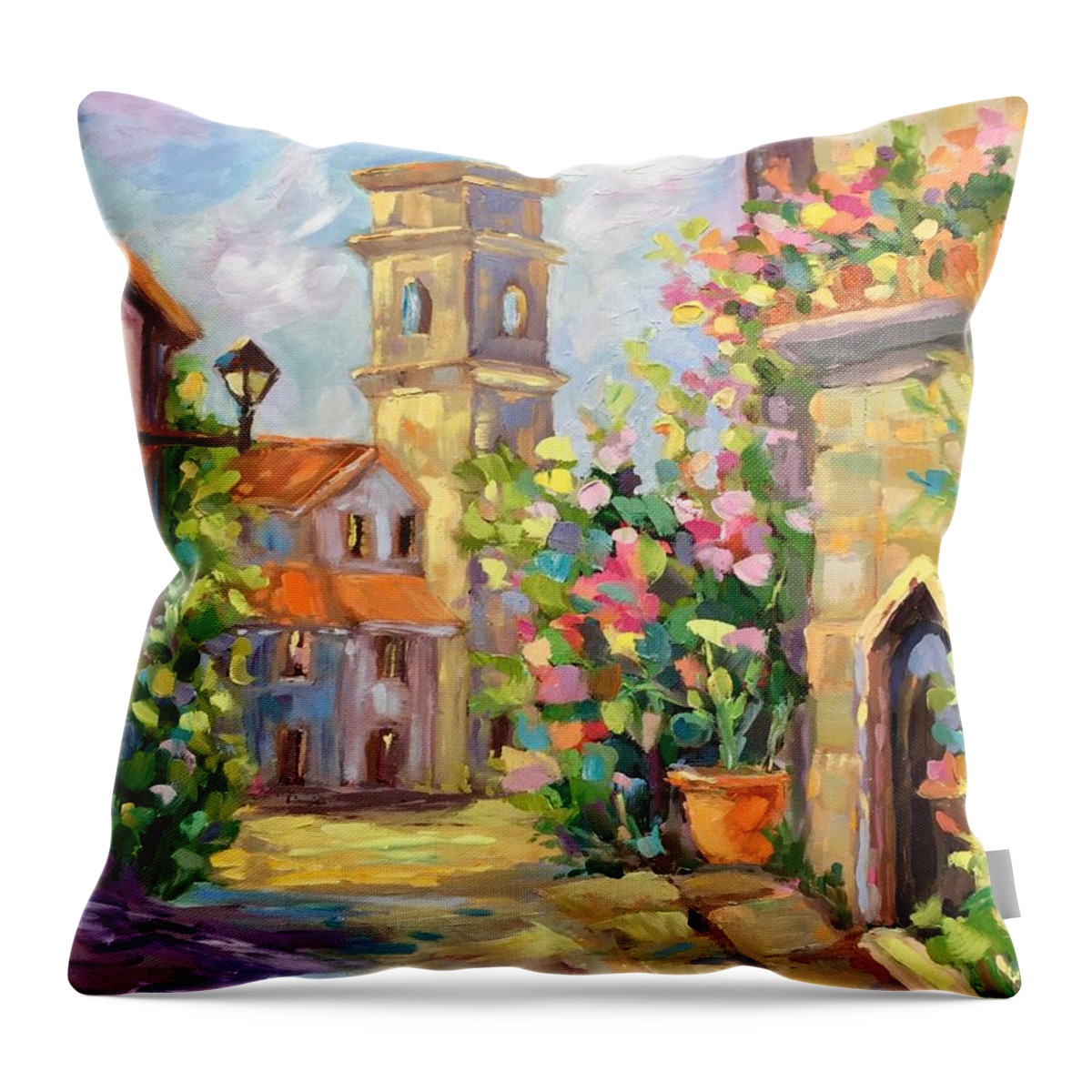 Siena Throw Pillow featuring the painting Siena Walk by Patsy Walton