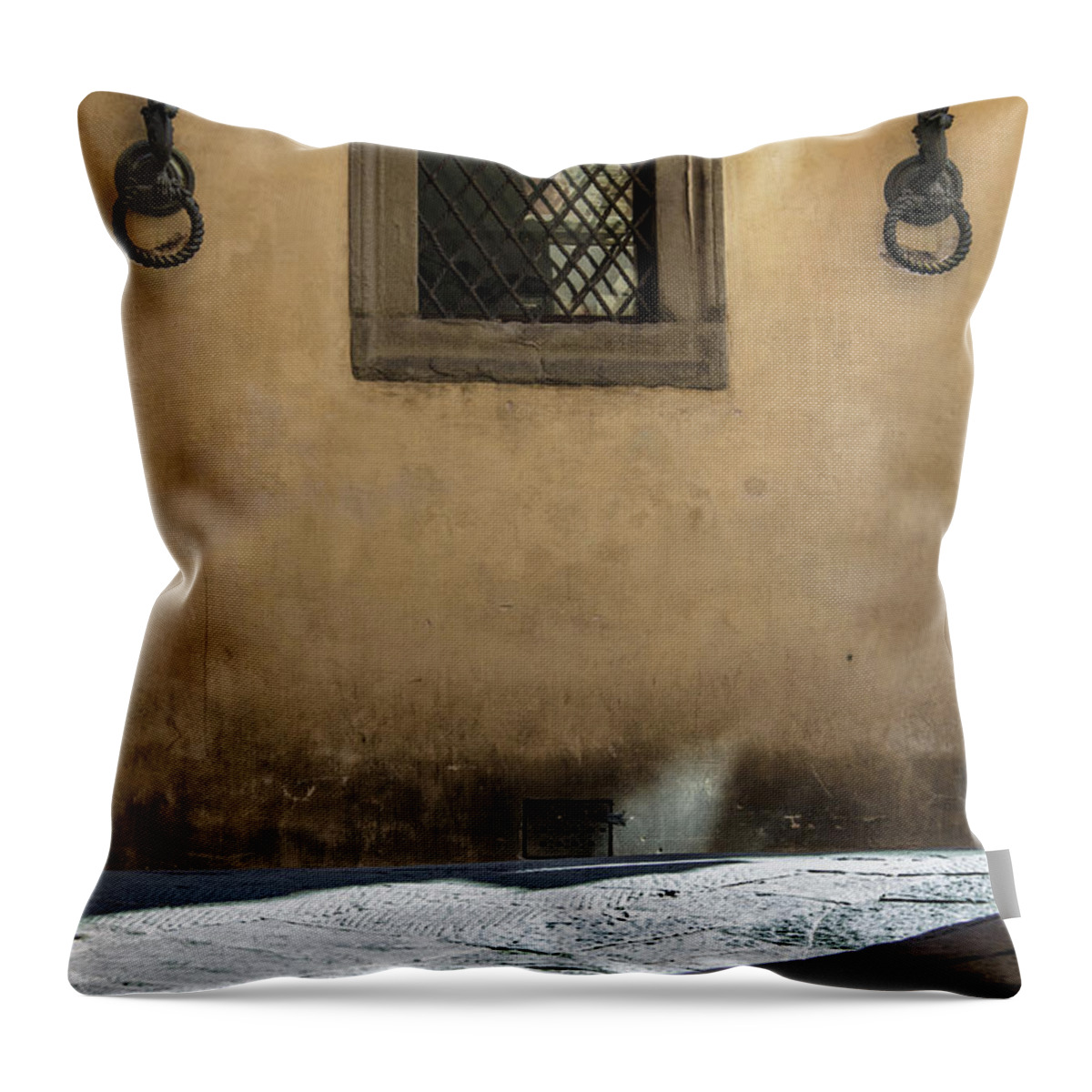 Canon Throw Pillow featuring the photograph Siena Window with Shadow by John McGraw