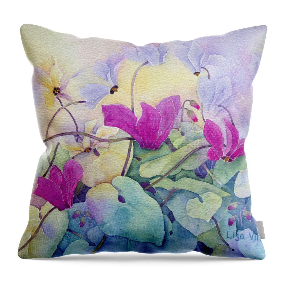 Giclee Throw Pillow featuring the painting Sierra Fuchsia by Lisa Vincent