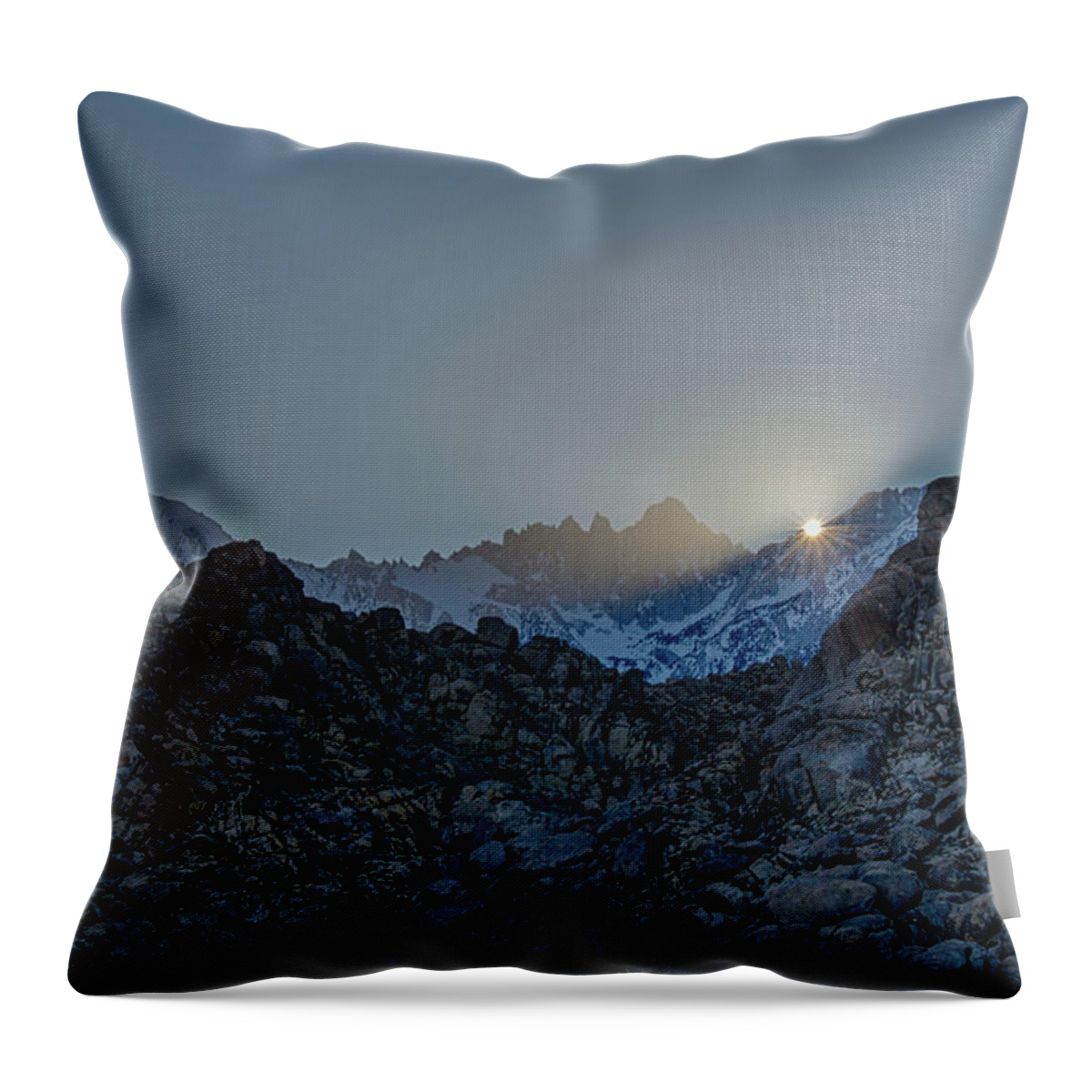 Sun Burst Throw Pillow featuring the photograph Sierra sun burst by Gaelyn Olmsted