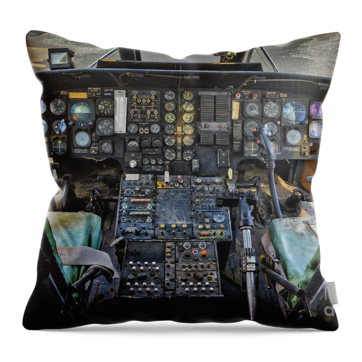 Sikorsky Cockpit Throw Pillow featuring the photograph Sikorsky Cockpit by Mitch Shindelbower