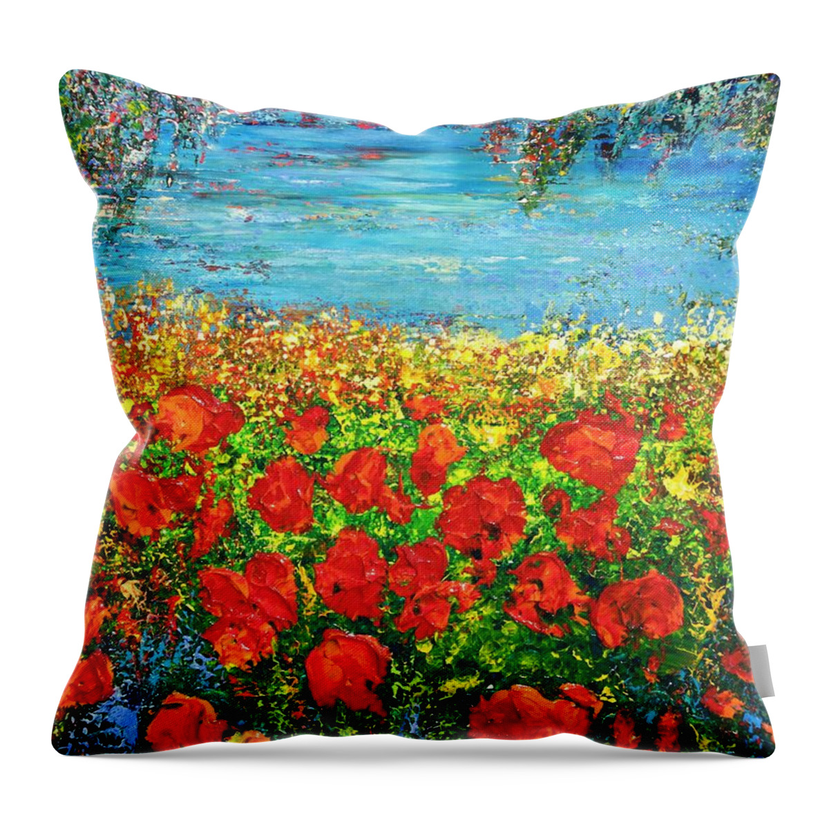 Floral Abstract Throw Pillow featuring the painting Silence by Teresa Wegrzyn