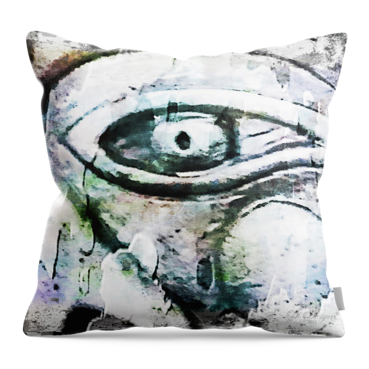 Mask Throw Pillow featuring the mixed media Silent Scream by DiDesigns Graphics