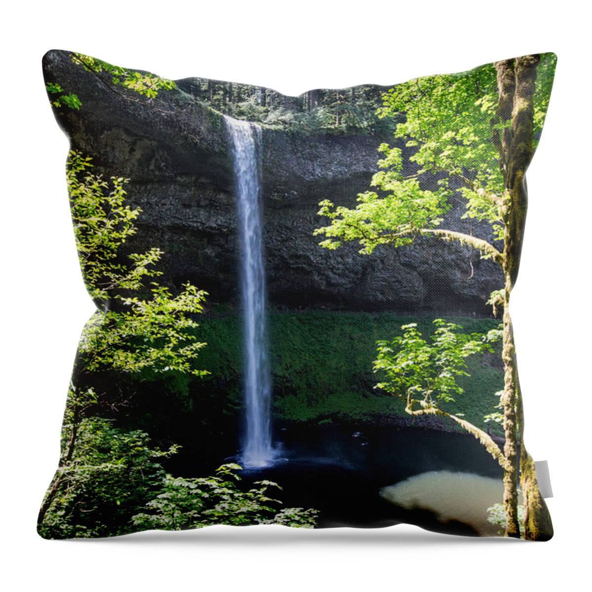 Sam Amato Photography Throw Pillow featuring the photograph Silver Falls Oregon by Sam Amato