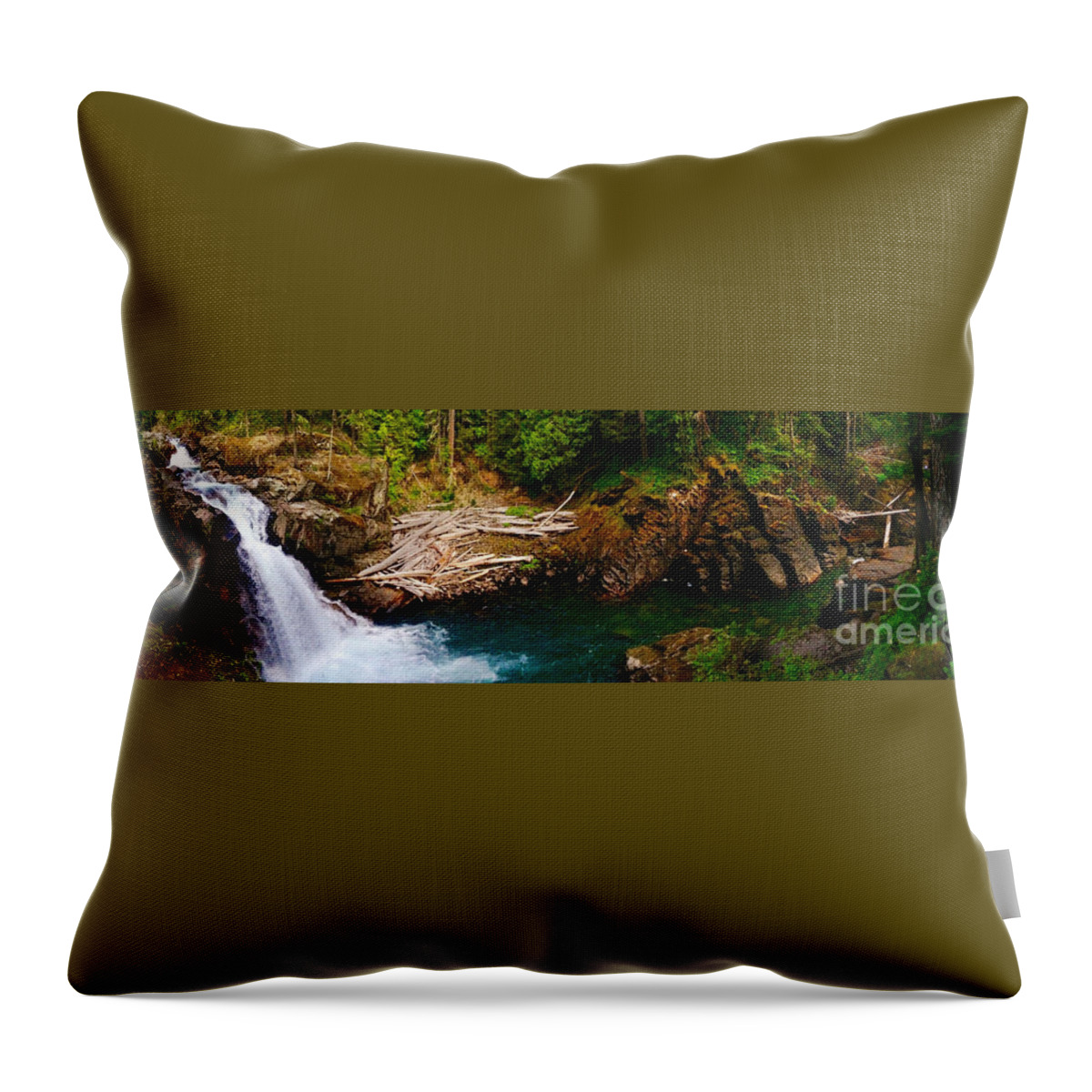Photography Throw Pillow featuring the photograph Silver Falls Panorama by Sean Griffin
