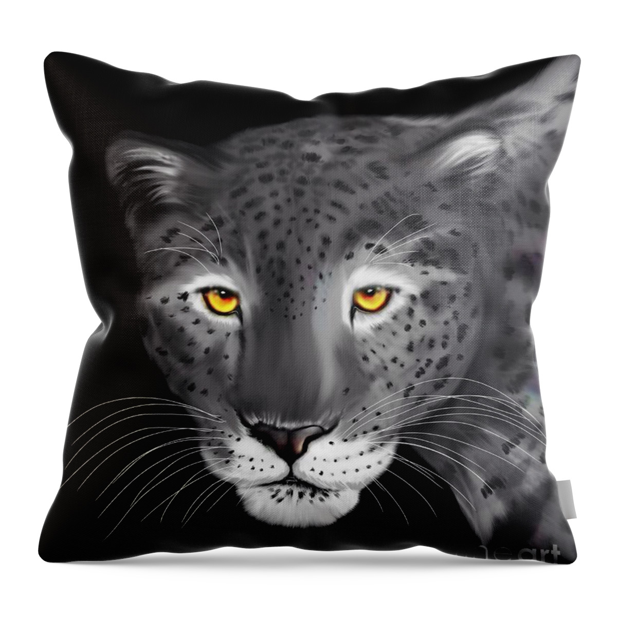 Jaguar Throw Pillow featuring the painting Silver Jaguar by Nick Gustafson