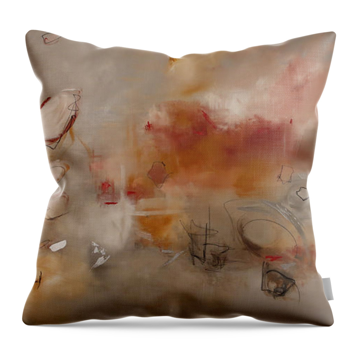 Abstract Throw Pillow featuring the painting Silver Peach by Katrina Nixon