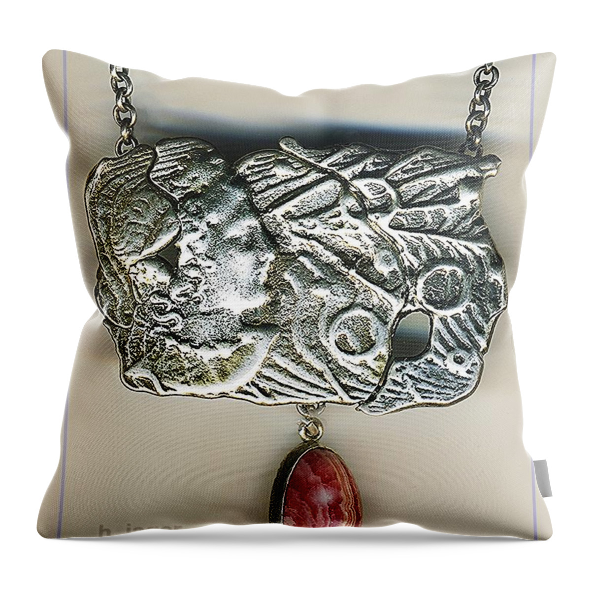 Pendant Throw Pillow featuring the jewelry Silver Pendant by Hartmut Jager