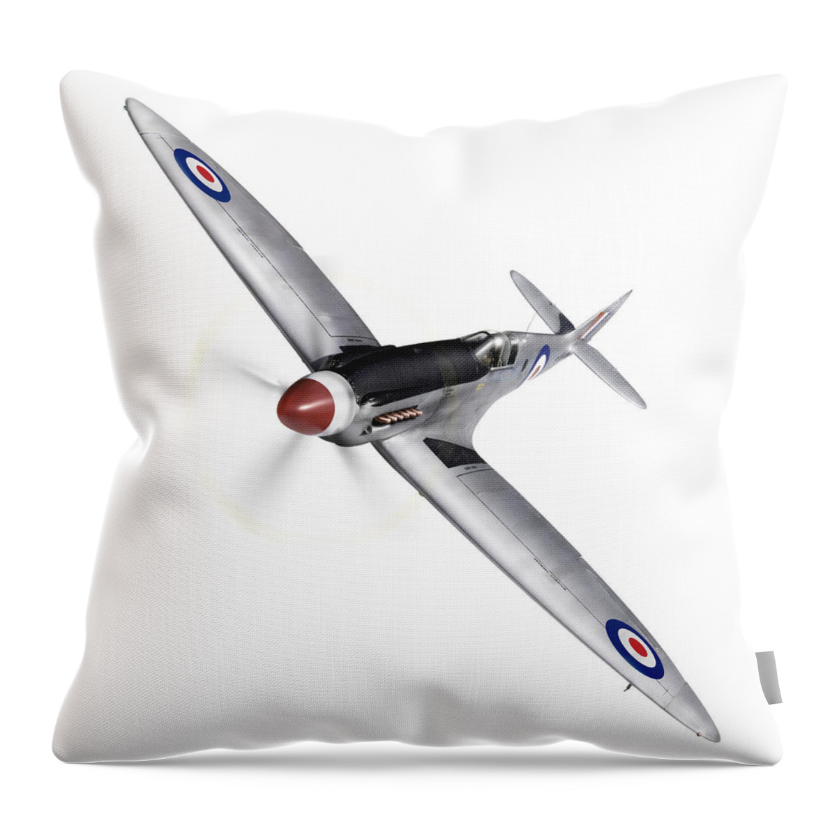 Silver Spitfire Throw Pillow featuring the photograph Silver Spitfire PR XIX cutout by Gary Eason