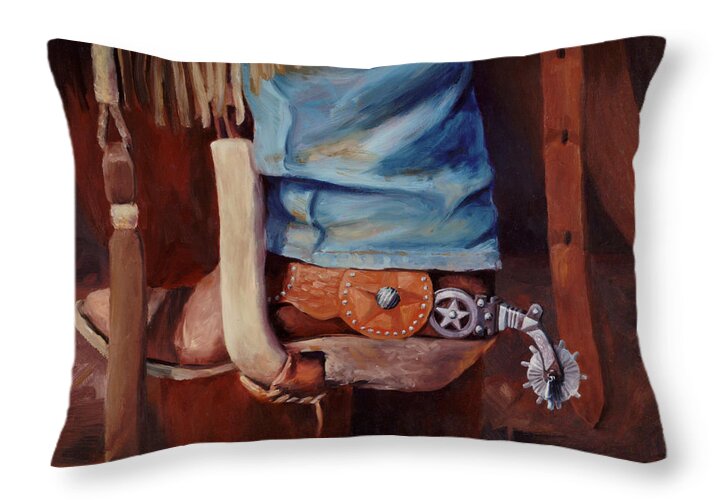 Silver Throw Pillow featuring the painting Silver Star Spurs by Kim Corpany