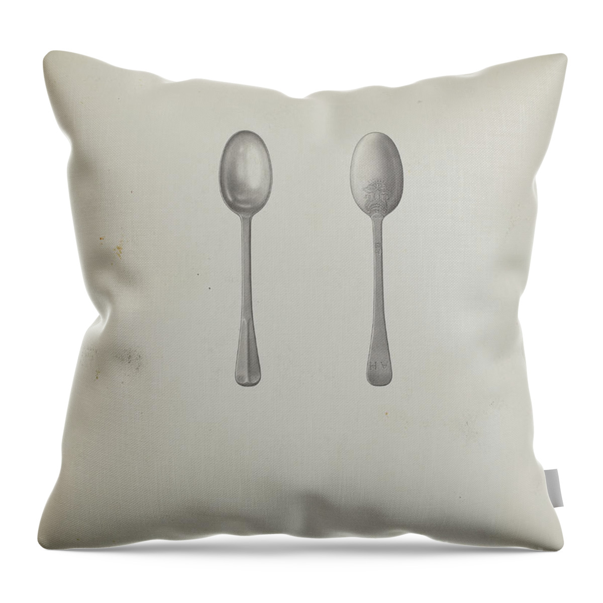  Throw Pillow featuring the drawing Silver Teaspoon by David P Willoughby