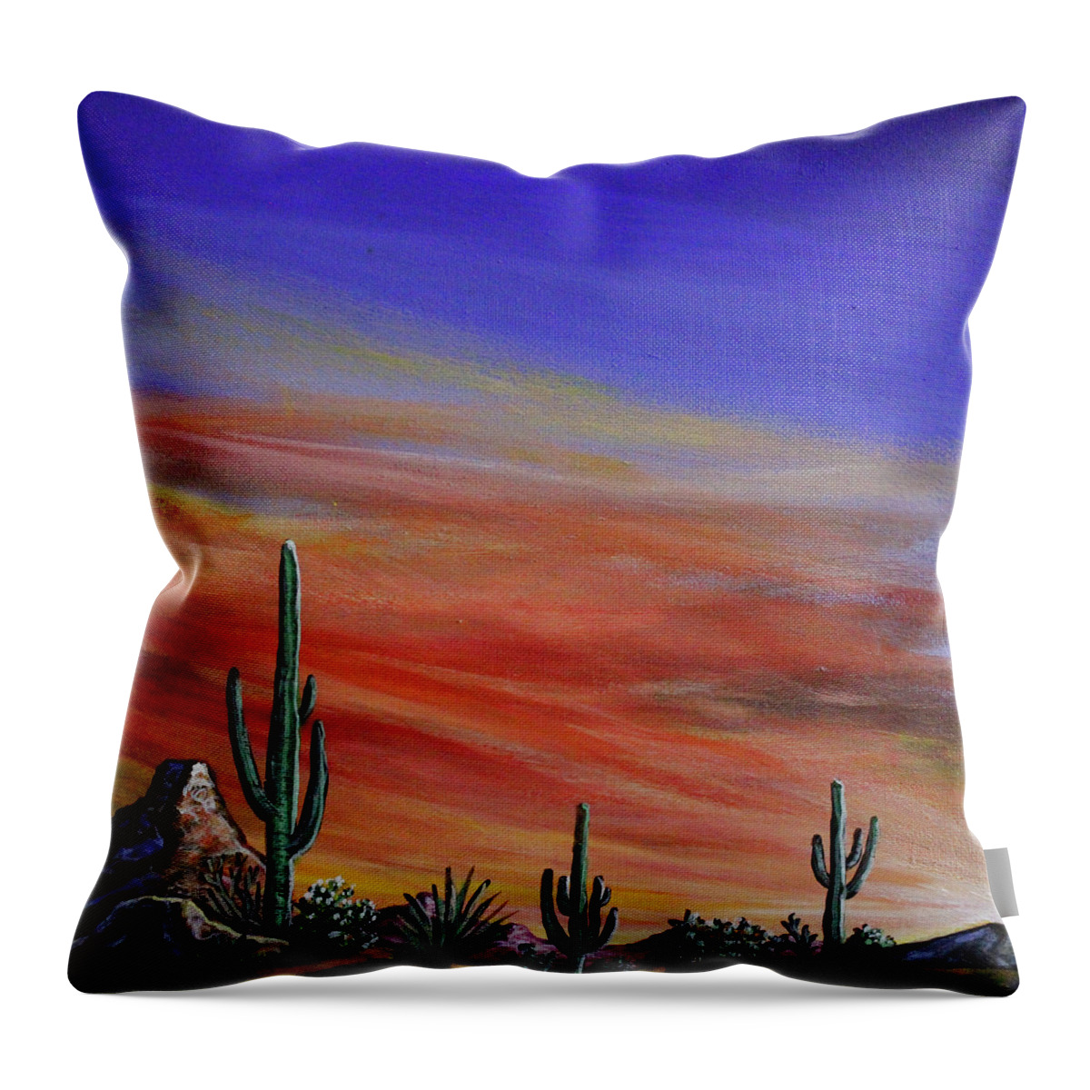 Desert Throw Pillow featuring the painting Simple Desert Sunset One by Lance Headlee