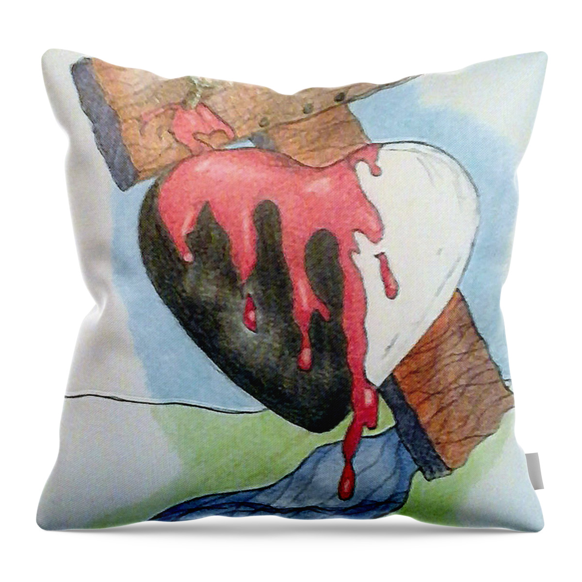 Christian Throw Pillow featuring the drawing Sin Washer by Loretta Nash