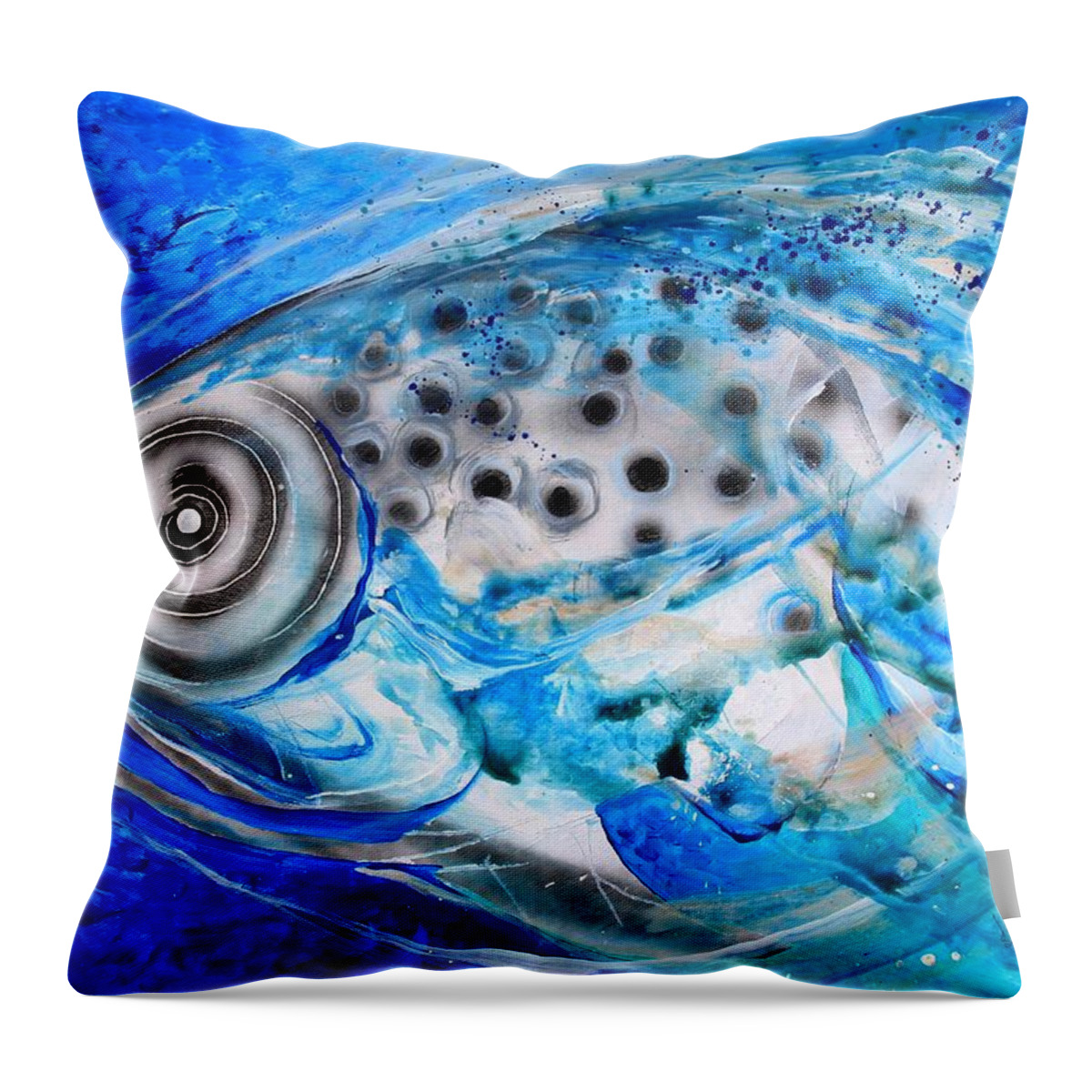Fishart Throw Pillow featuring the painting Sincerity, Recycled by J Vincent Scarpace
