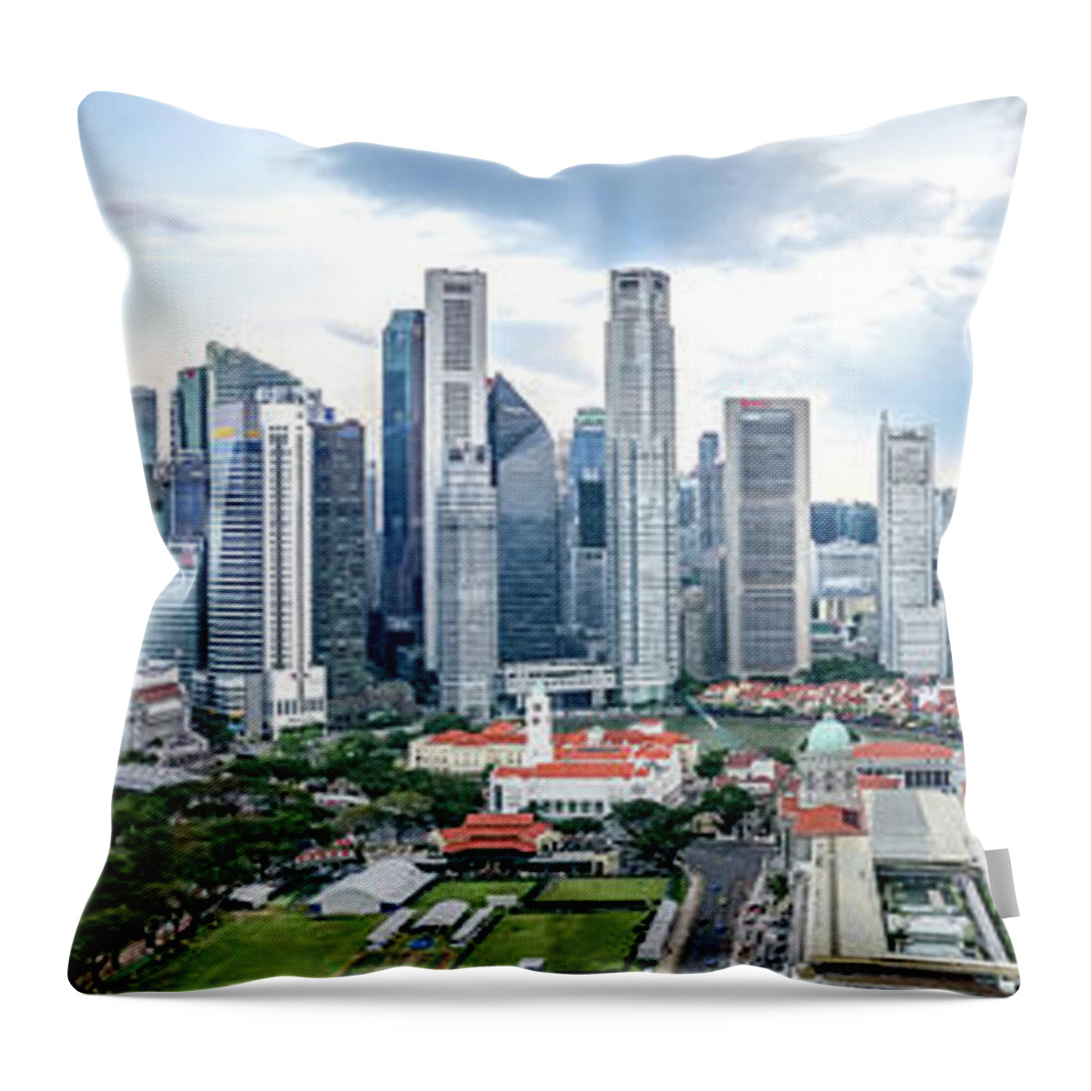 Singapore Throw Pillow featuring the photograph Singapore Cityscape by Chris Cousins