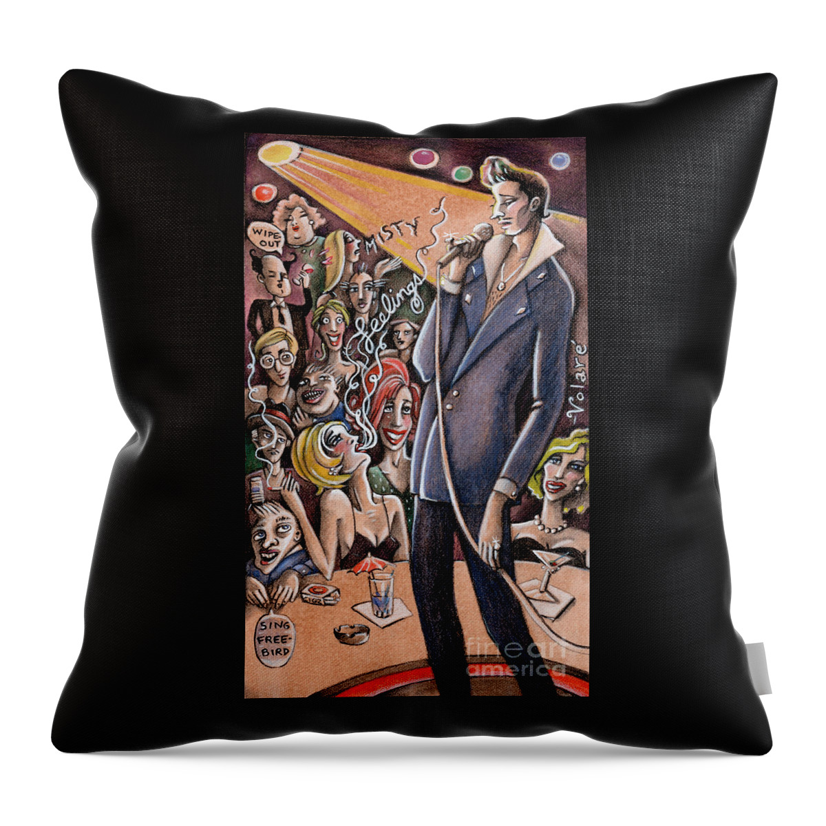 Music Throw Pillow featuring the drawing Singing Standards by Valerie White