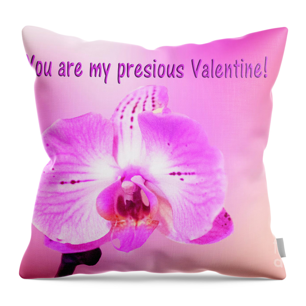 Flower Throw Pillow featuring the photograph Single Orchid Valentine by Linda Phelps