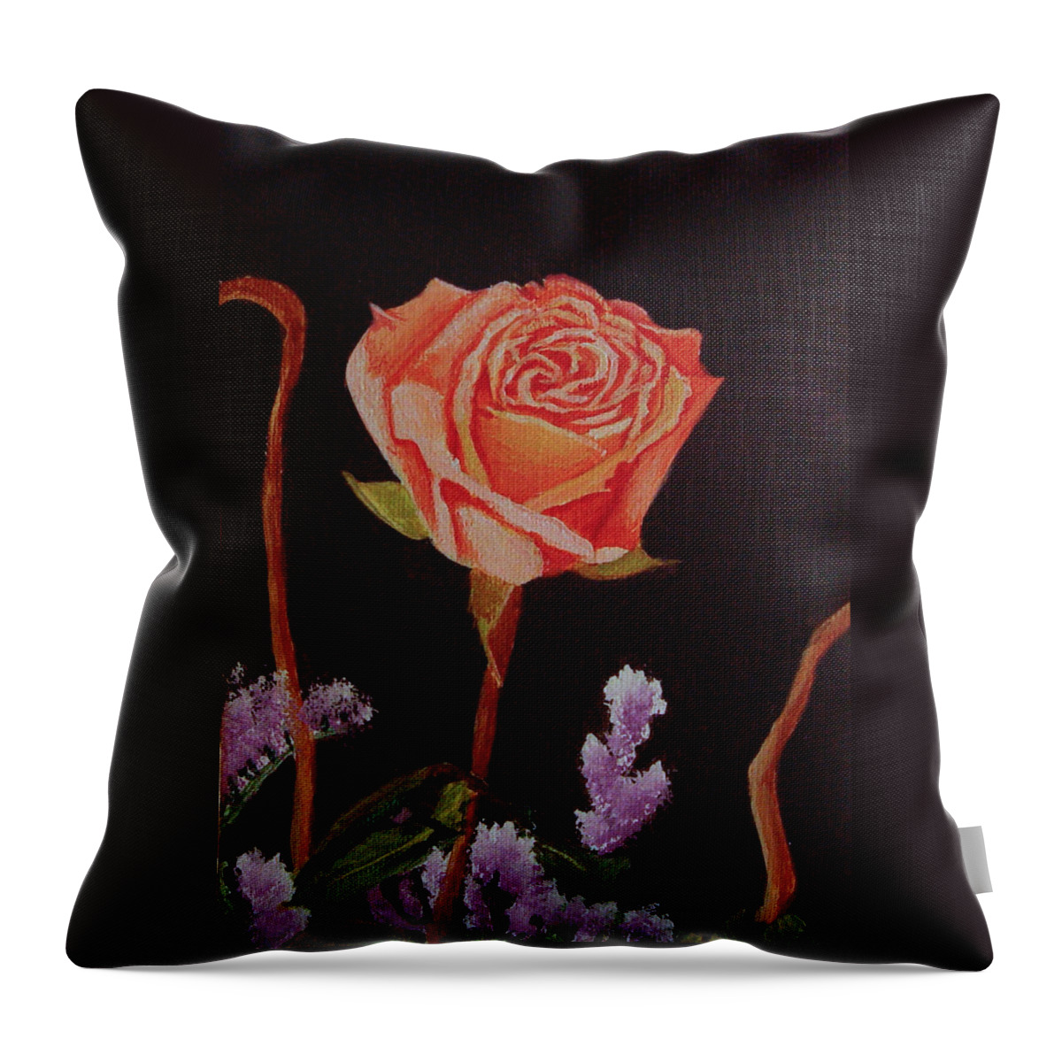 Rose Throw Pillow featuring the painting Single Rose by Quwatha Valentine