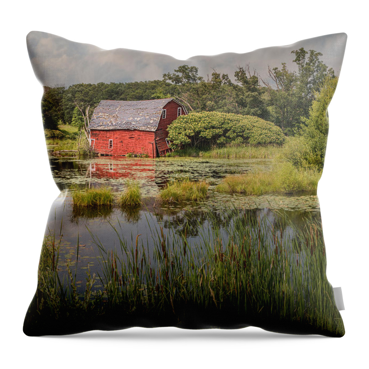 Barn Throw Pillow featuring the photograph Sinking Red Barn #3 by Patti Deters