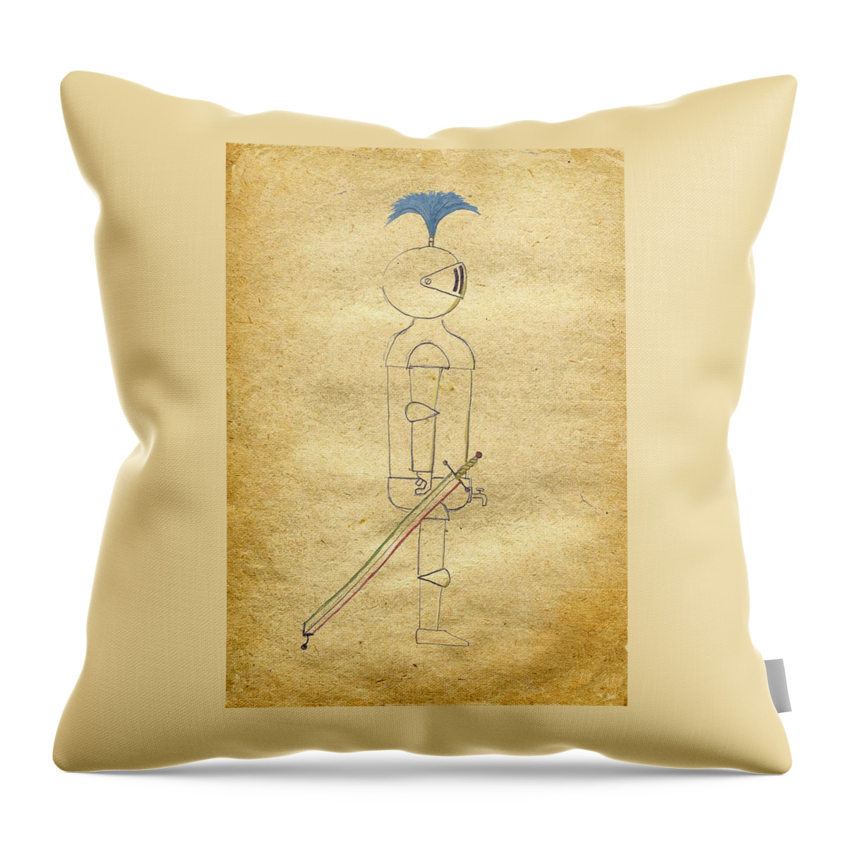 Knight Throw Pillow featuring the drawing Sir Loin - The Game Knight by Lin Grosvenor