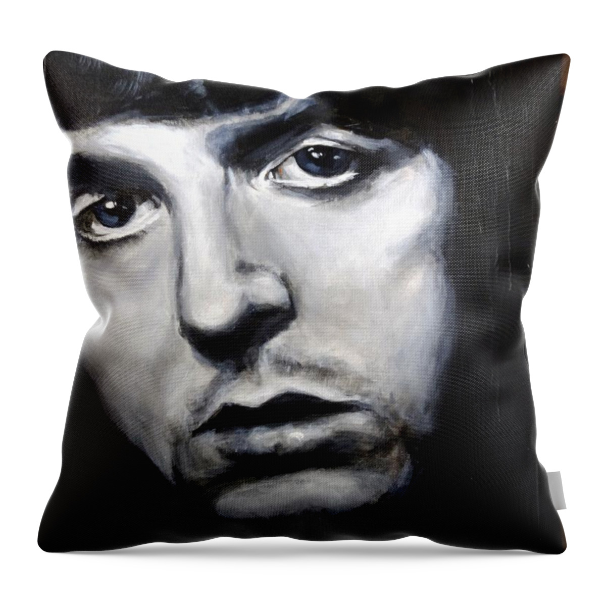 Celebrity Portrait Paul Mccartney During The Beatles Era. Throw Pillow featuring the painting Sir Paul McCartney by Eric Dee