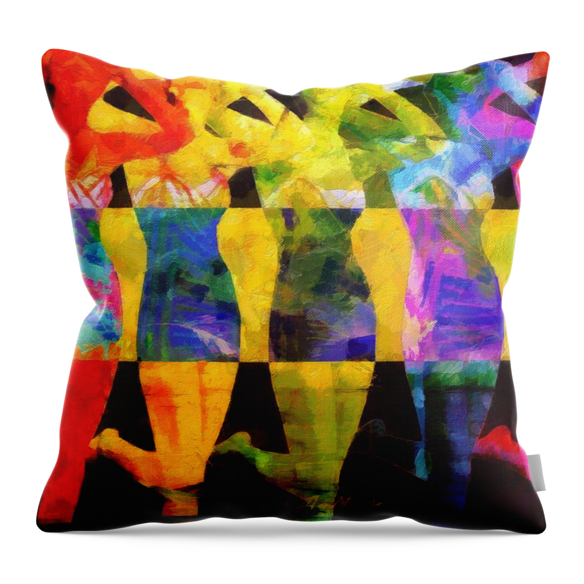 Women Throw Pillow featuring the painting Sistas by Lelia DeMello