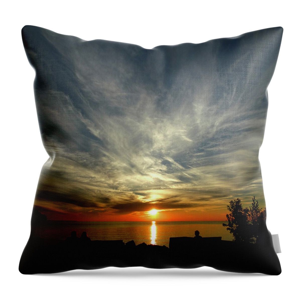 Sunset Throw Pillow featuring the photograph Sister Bay Sunset by David T Wilkinson