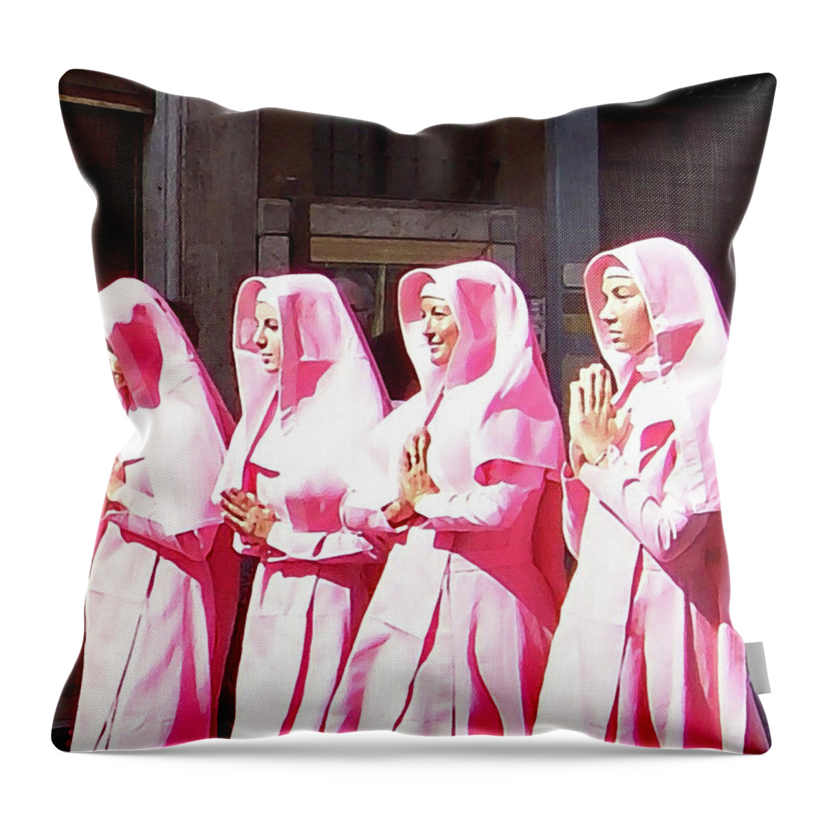Rome Throw Pillow featuring the photograph Sisters in Pink by Susan Lafleur