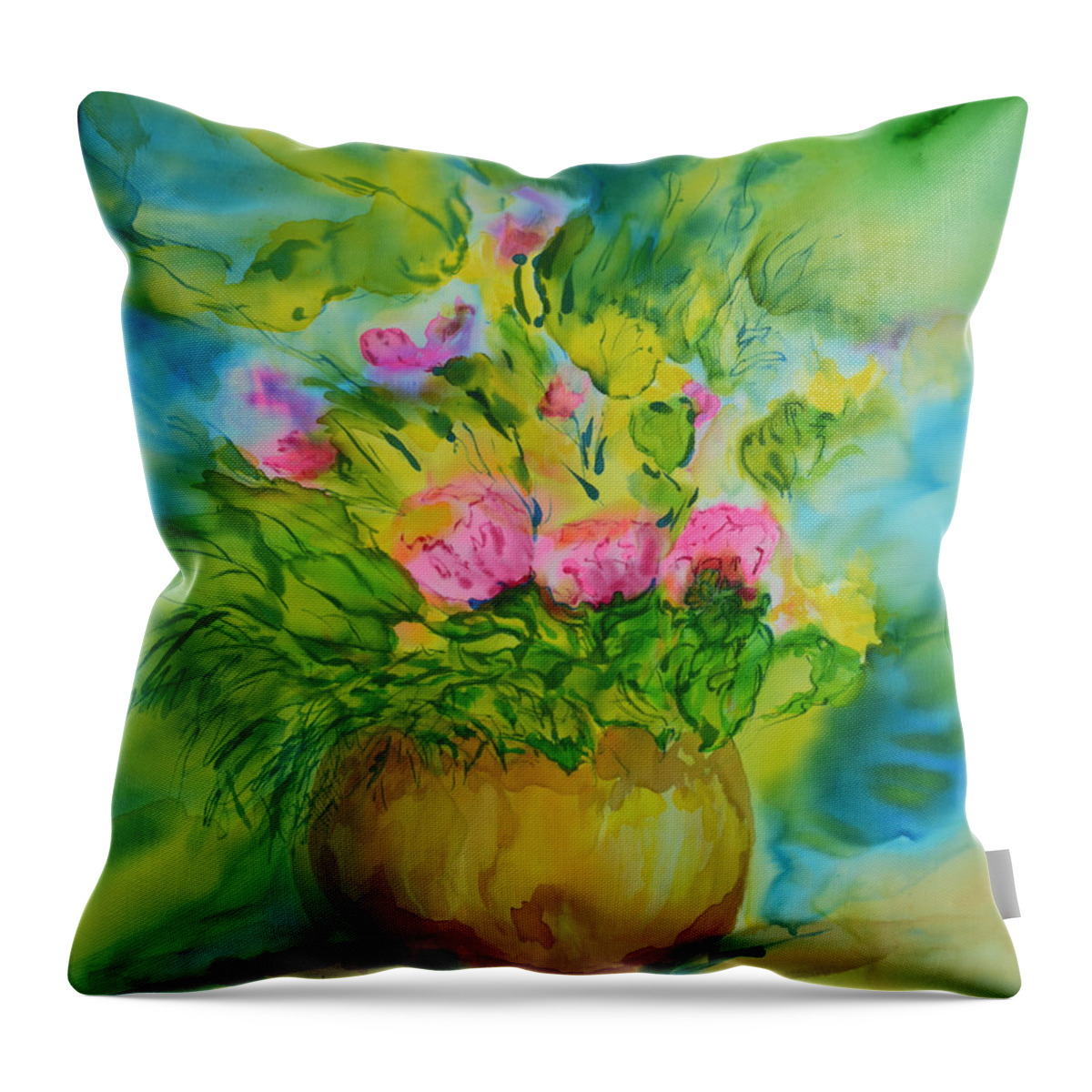 Flowers Throw Pillow featuring the painting Sisters by Susan Moody