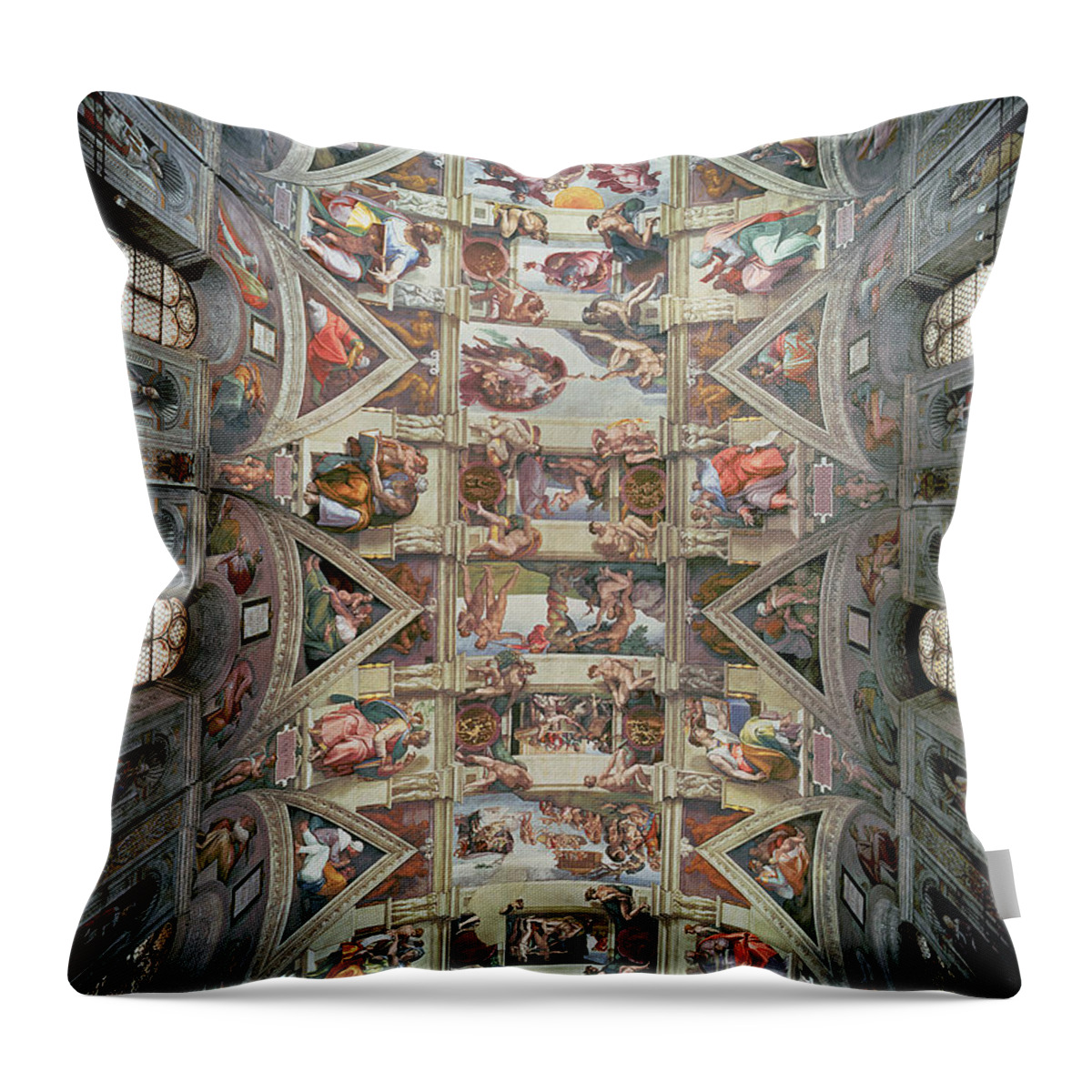 Sistine Throw Pillow featuring the painting Sistine Chapel Ceiling by Michelangelo