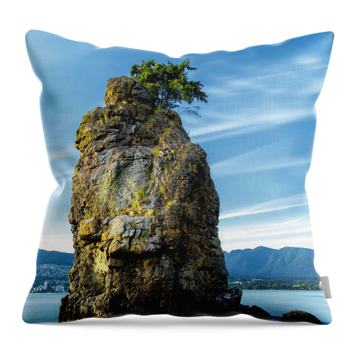 Sunset Throw Pillow featuring the photograph Siwash Rock by Stephen Stookey