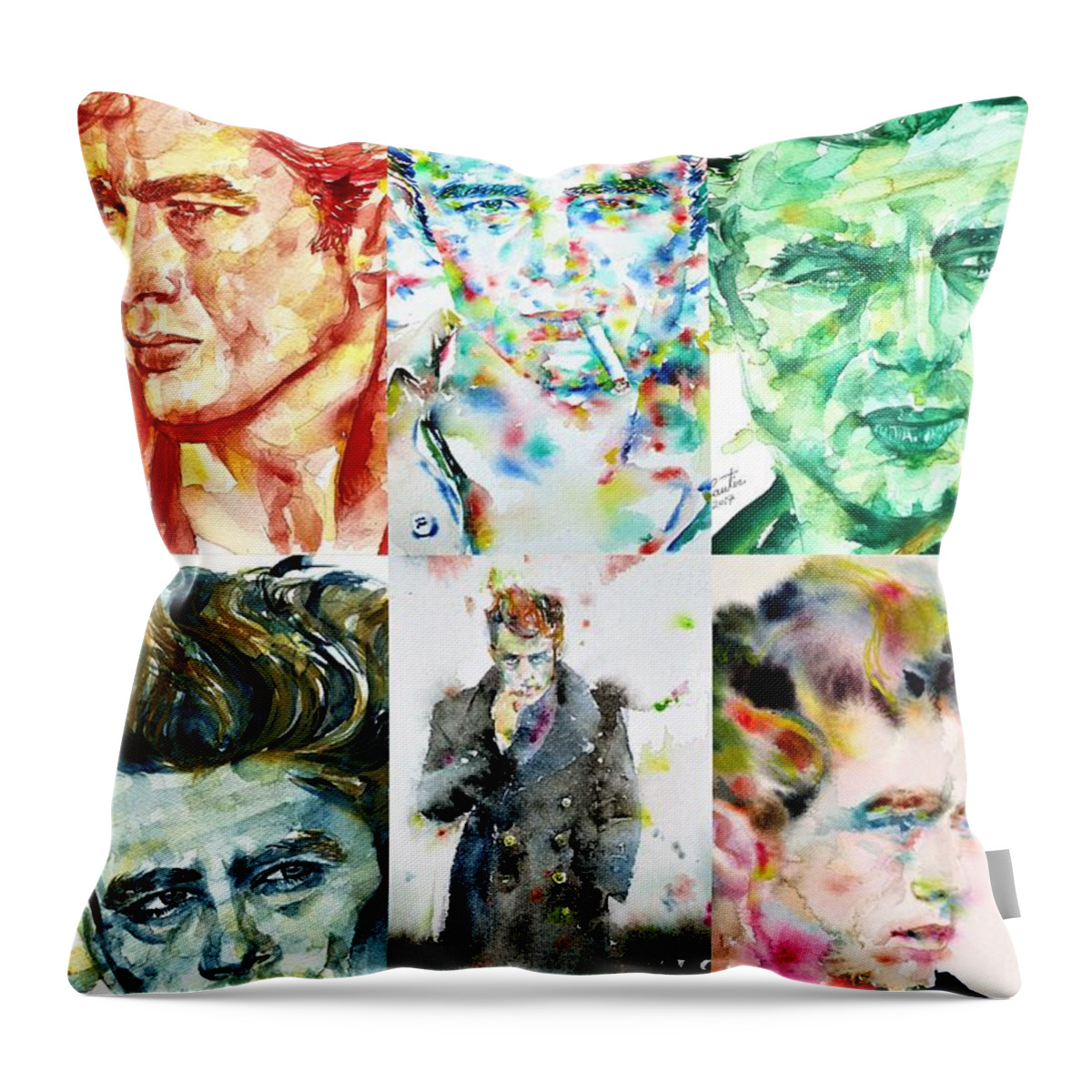 James Dean Throw Pillow featuring the painting Six Times James Dean by Fabrizio Cassetta