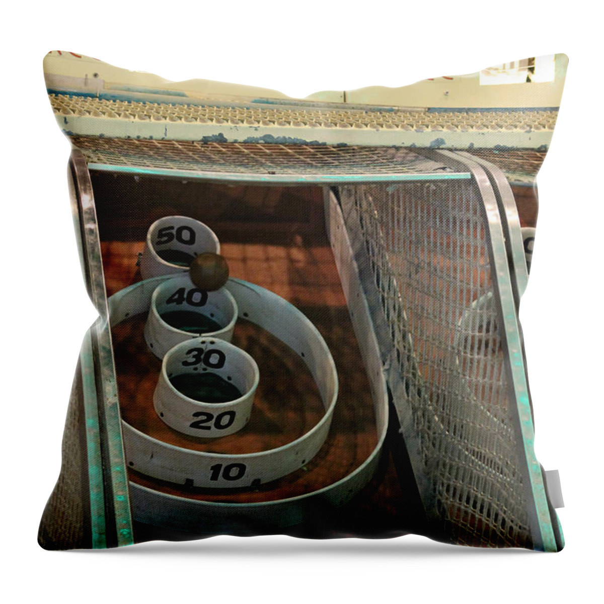 Skee Ball Throw Pillow featuring the photograph Skee Ball at Marty's Playland by Robert Banach