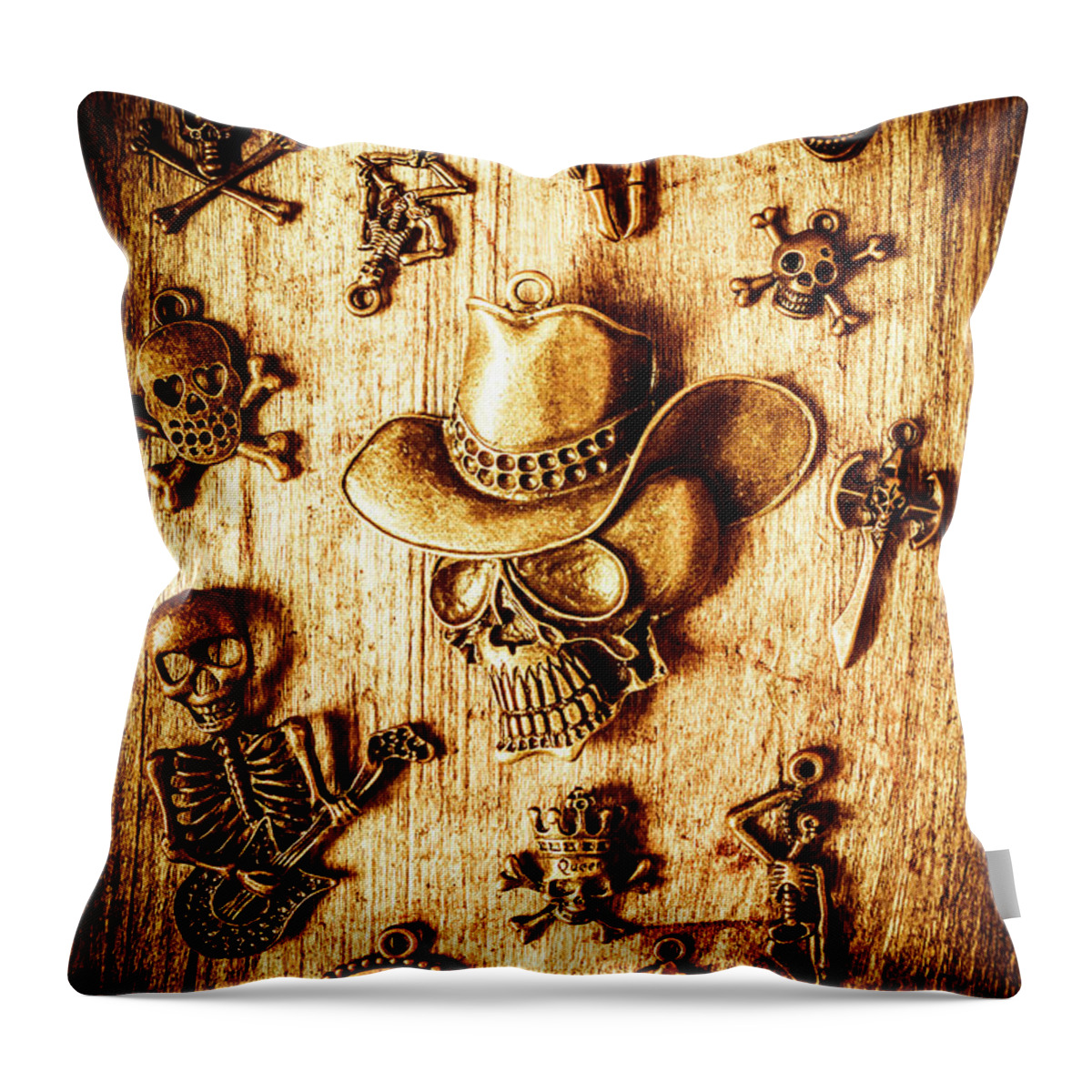 Skeleton Throw Pillow featuring the photograph Skeleton pendant party by Jorgo Photography
