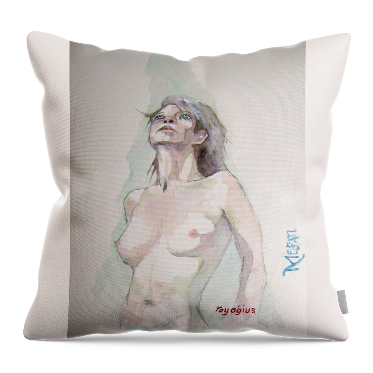 Female Throw Pillow featuring the painting Sketch for Megan IV by Ray Agius