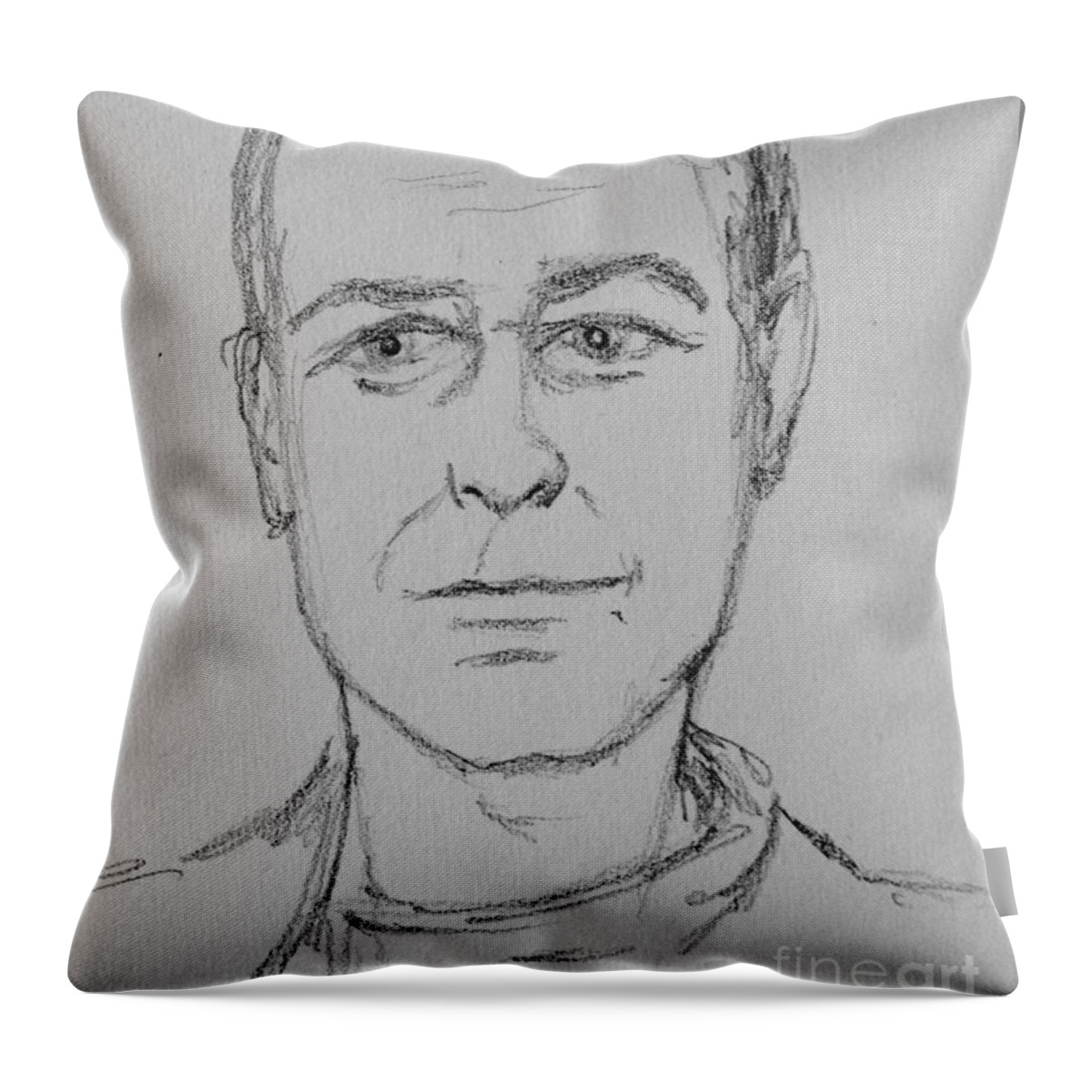 George Cloony Throw Pillow featuring the drawing Sketch of George by Joan-Violet Stretch