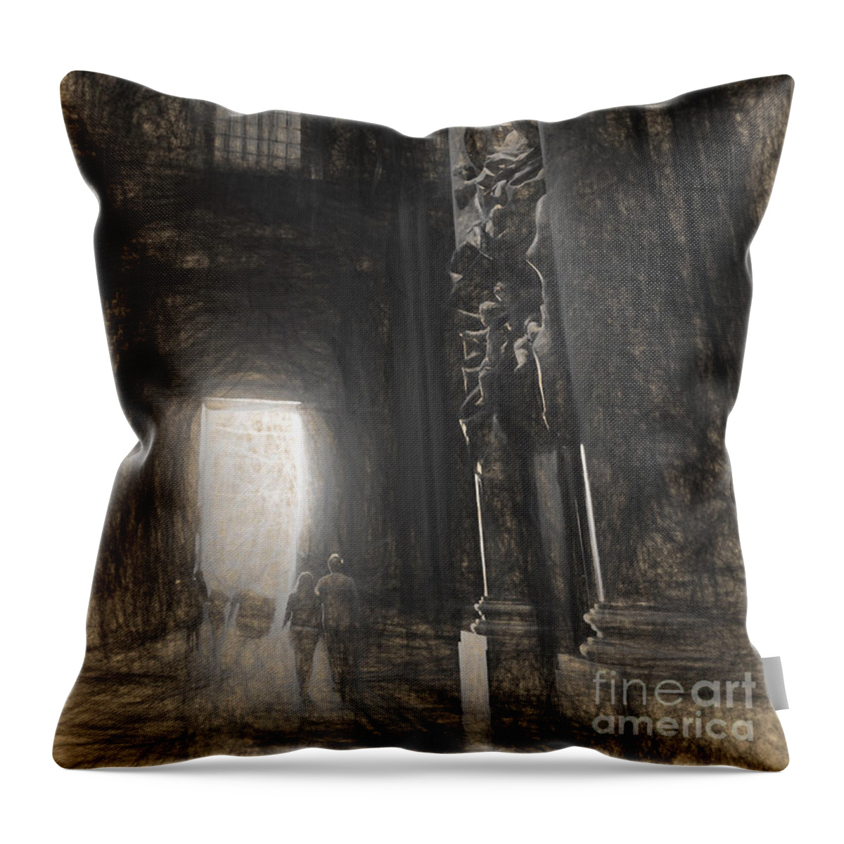 St Peters Throw Pillow featuring the drawing sketch of St Peter's Basilica interior by HD Connelly
