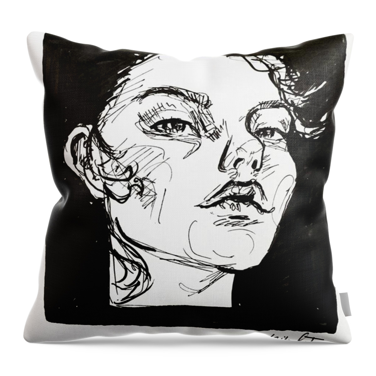 Inkdrawing Throw Pillow featuring the drawing Sketchbook Scribbles by Faithc Original Artwork