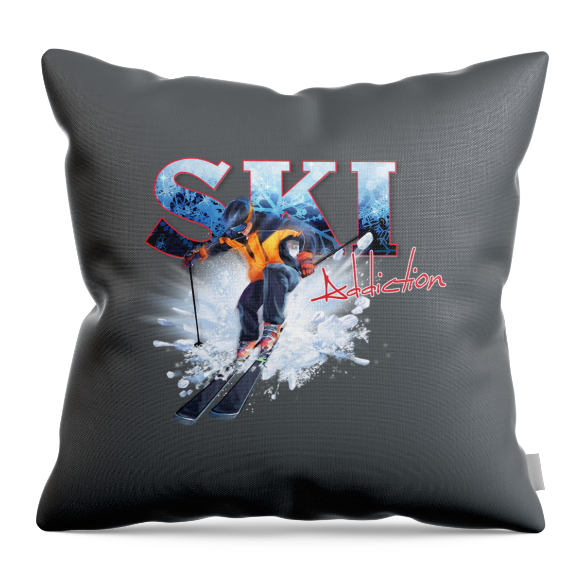 Ski Throw Pillow featuring the painting Ski Addiction by Robert Corsetti