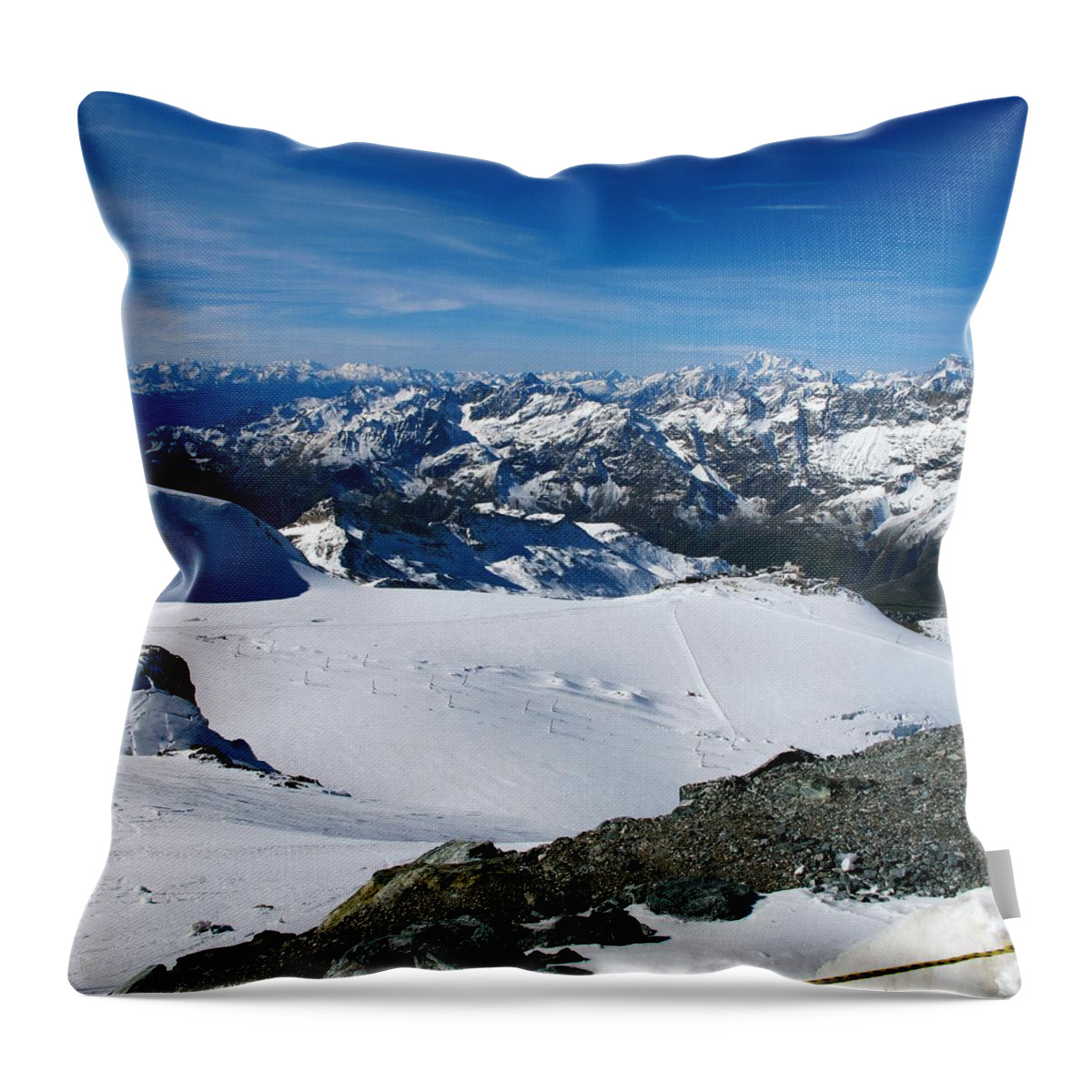 Zermatt Throw Pillow featuring the photograph Skking time in the Alps by Sue Morris