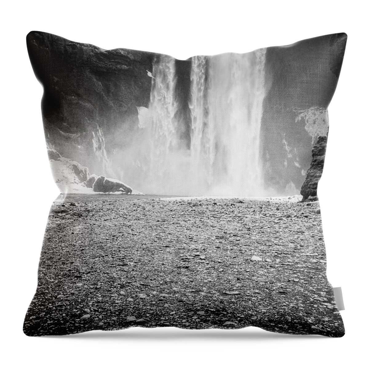Cascade Throw Pillow featuring the photograph Skogafoss in Winter by Geoff Smith