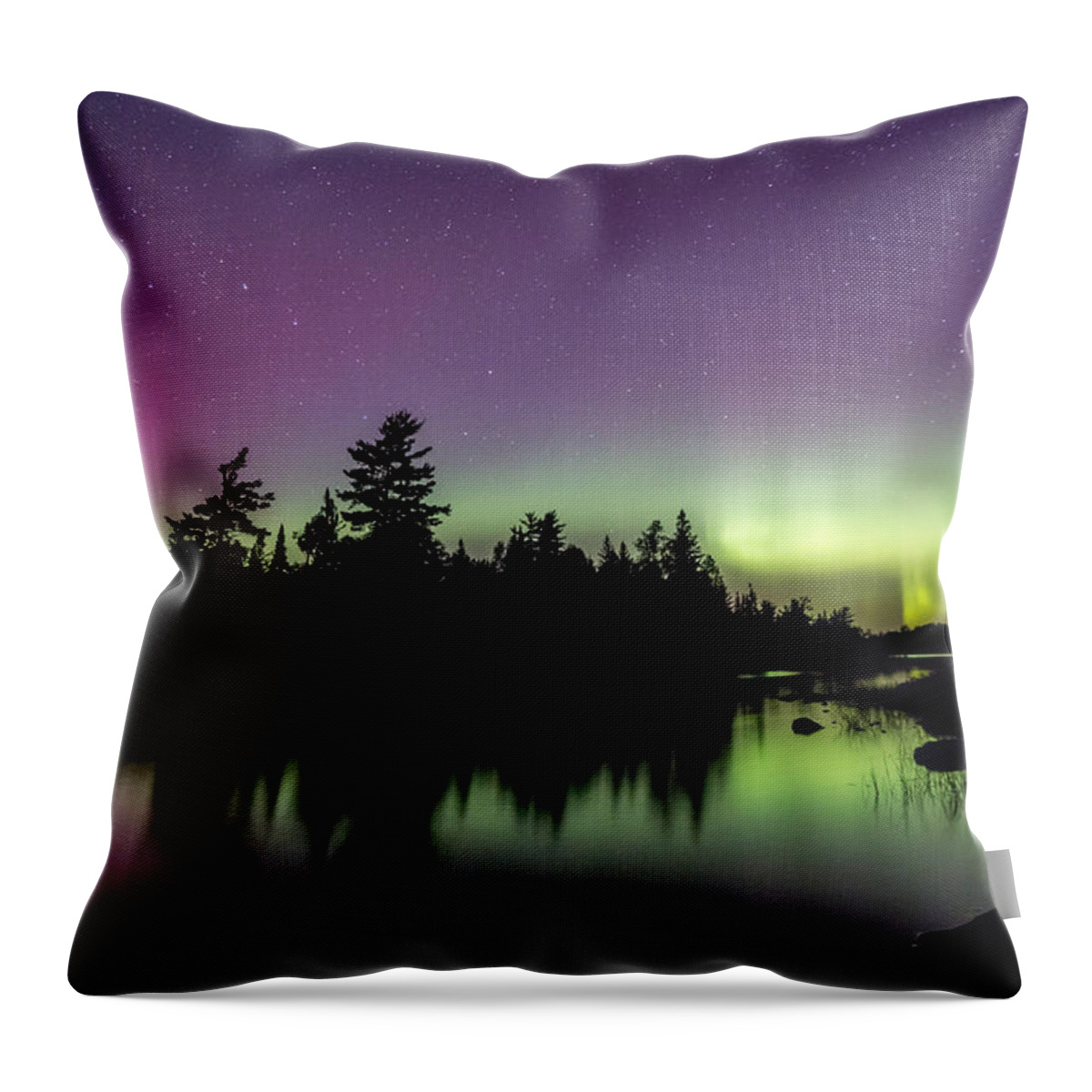 Boundary Waters Throw Pillow featuring the photograph Sky Aglow by Paul Schultz