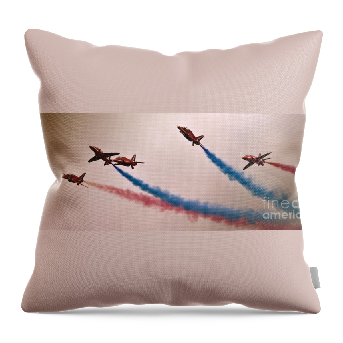 Red Arrows Throw Pillow featuring the photograph Sky Dolphins by Ang El