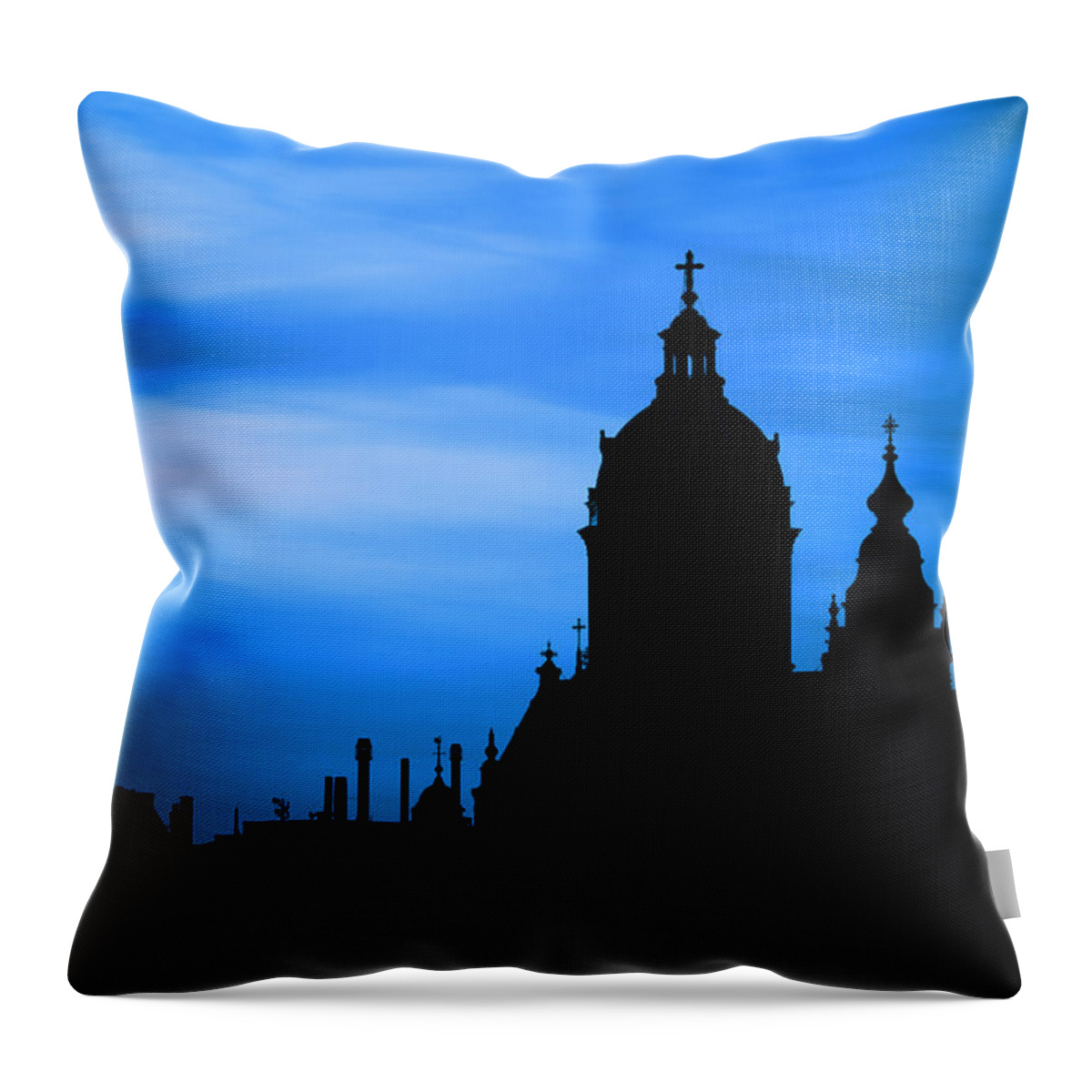  Throw Pillow featuring the photograph Sky Towers by Digital Art Cafe