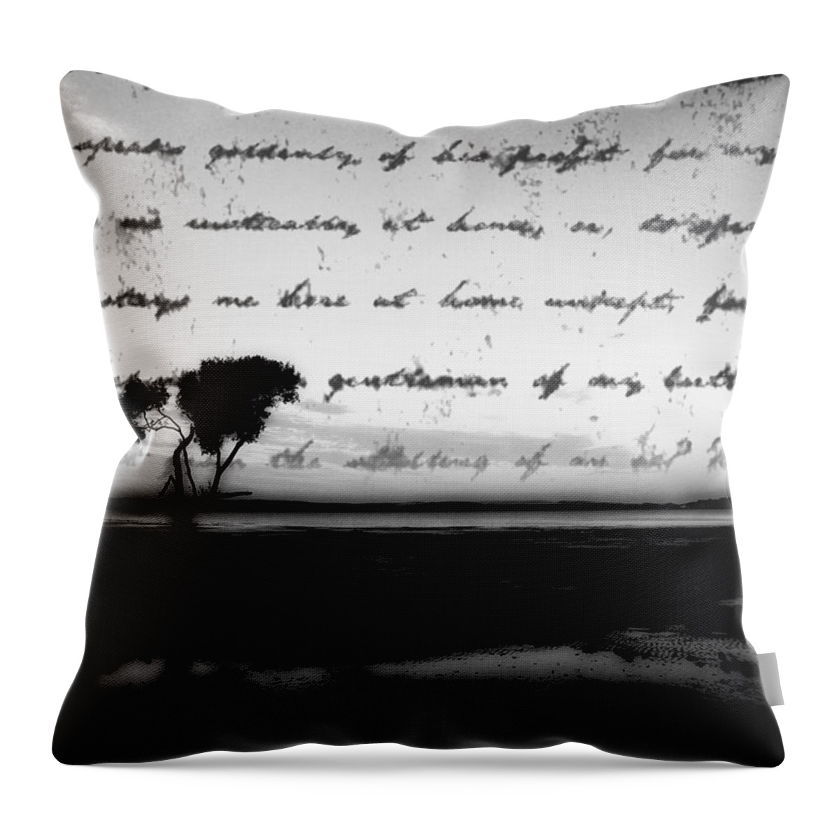 Sky Throw Pillow featuring the photograph sky writing BnW by Michael Blaine