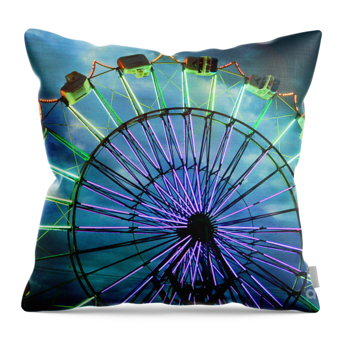 Carnival Throw Pillow featuring the photograph Skydiver at night by Sylvia Cook