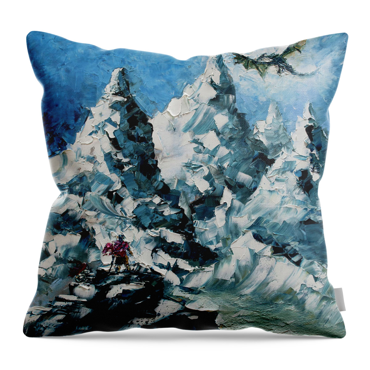 Skyrim Art Throw Pillow featuring the painting Skyrim - A Meeting of Souls by Nelson Ruger