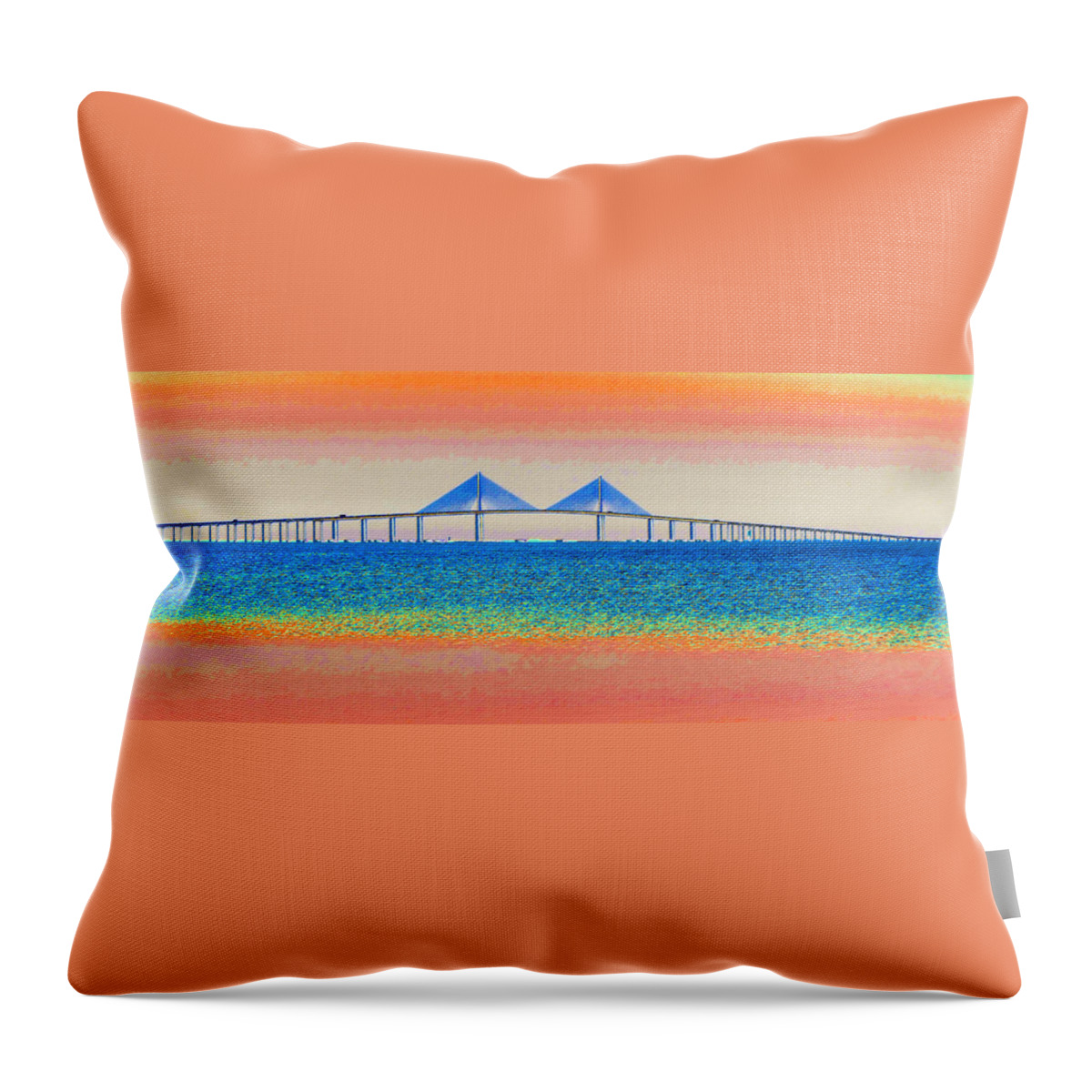 Art Throw Pillow featuring the painting Skyway Morning by David Lee Thompson
